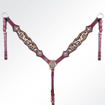 AMERICAN DARLING Western Horse One Ear Headstall Breast Collar Set Leather